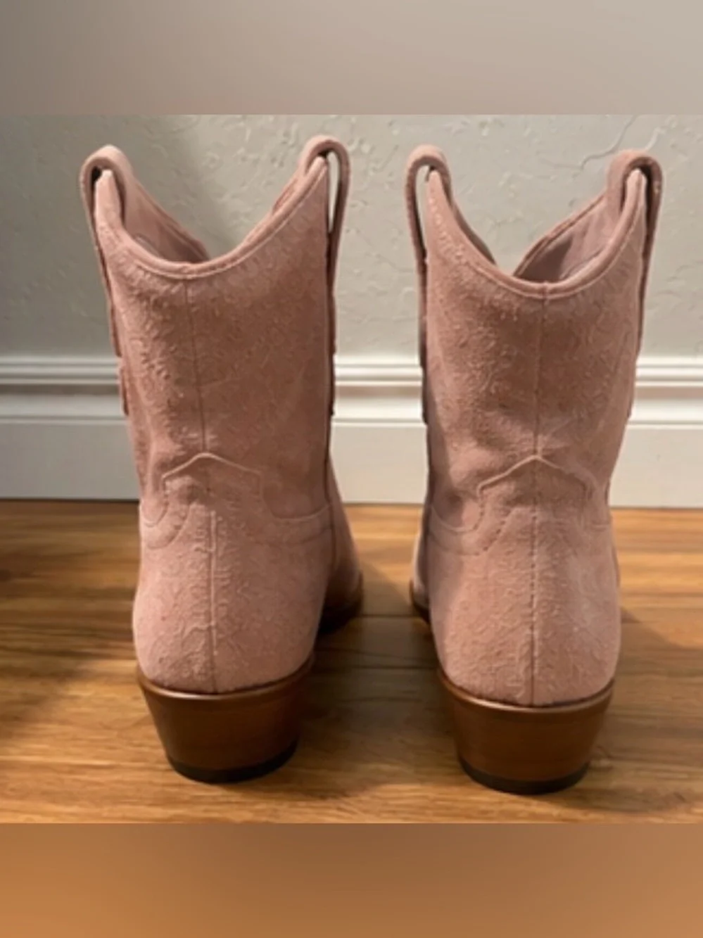 Tecovas Pink Suede Western Ankle Boot